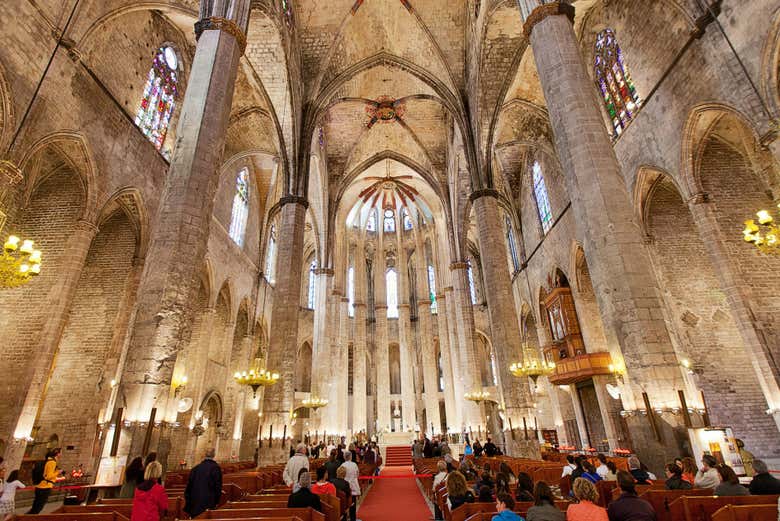 The interior of the Basilica of Santa Maria del Mar