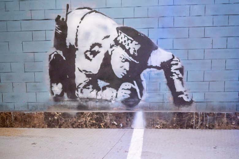 One of the works that you'll see in the Banksy Museum